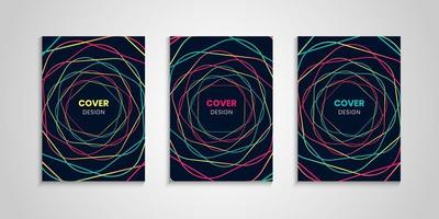 Abstract Cover Collection With Colorful Wavy Lines vector