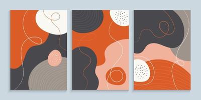 Cover design set with abstract organic flowing shapes vector