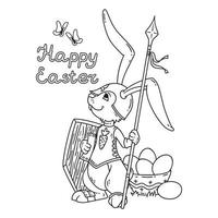 Easter bunny knight with a lance and shield. vector