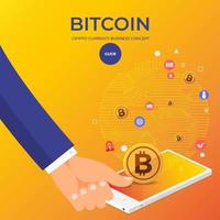 Flat design concept bitcoin cryptocurrency vector