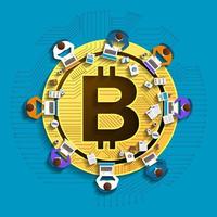 Flat design concept bitcoin cryptocurrency vector