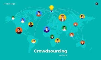 concepto de diseño plano crowdsourcing vector