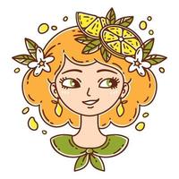 Girl with lemon. Lemonade girl. vector