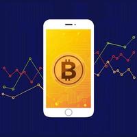 tecnología bitcoin en la pantalla del teléfono móvil vector