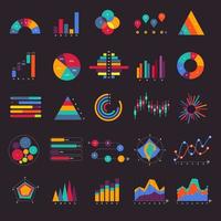 Vector set business graph and chart infographic diagram. Flat design concept.