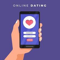 Online Dating App on Mobile Phone vector