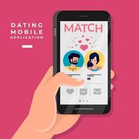 Online Dating App on Mobile Phone vector