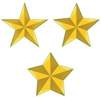 Ilustración de tres tipos de estrellas de 5 puntas. vector