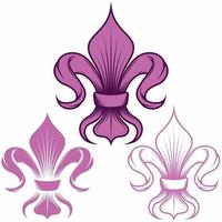 Liz Flowers vector design in three different styles, symbol used in medieval heraldry.