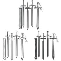 Grayscale Swords and Scabbard Vector Design