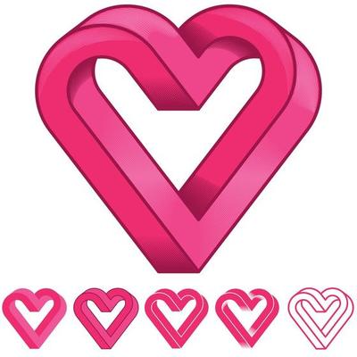 Illustration of an impossible geometry figure with a heart shape