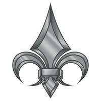 Fleur de lis vector design in grayscale metallic style