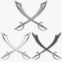 Grayscale Two Pirate Sword Design vector