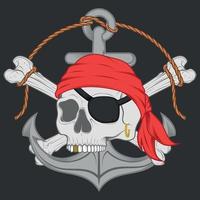 diseño vectorial de ancla de calaveras piratas vector