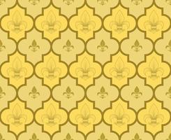 Vector design of geometric pattern with lily flowers, symbol used in medieval heraldry.