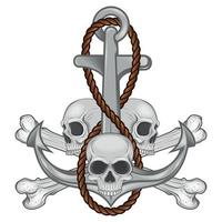 Design of skulls and anchor with rope vector