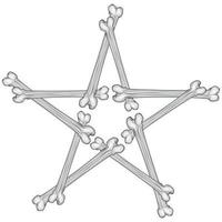 diseño vectorial de estrella de hueso de cinco puntas vector