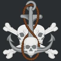 Skull and anchor design with rope and bones