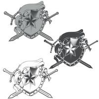 diseño vectorial de escudo de armas con cinta en escala de grises vector