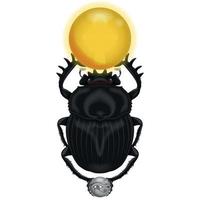 Design of a beetle with the sun and the moon vector