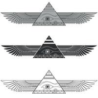 Winged pyramid silhouette with eye of horus