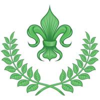 Vector design of liz flower with laurel wreath, symbol used in medieval heraldry.