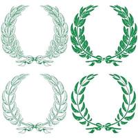 Illustration of laurel and olive wreaths tied with ribbon vector