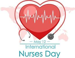 Happy International Nurses Day font with stethoscope symbol vector