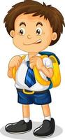 Little boy cartoon character wearing student uniform vector