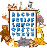 A-Z Alphabet board with wild animals vector