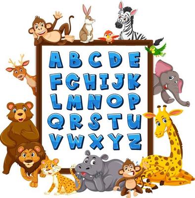 A-Z Alphabet board with wild animals