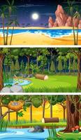 Set of different nature horizontal scenes vector