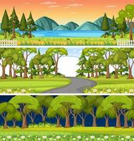 Set of different nature horizontal scenes vector