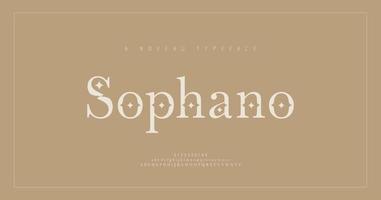 Elegant alphabet letters serif font and number vector