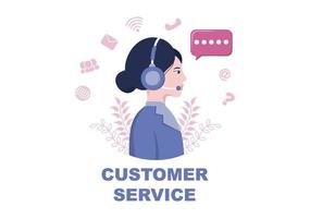 contáctenos servicio al cliente para servicio de asistente personal, asesor personal y red social. ilustración vectorial vector