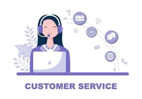 Contact Us Customer Service For Personal Assistant Service, Person Advisor and Social Media Network. Vector Illustration