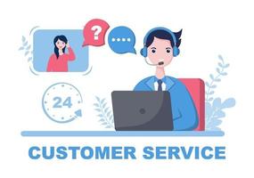 Contact Us Customer Service For Personal Assistant Service, Person Advisor and Social Media Network. Vector Illustration