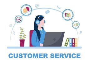 Contact Us Customer Service For Personal Assistant Service, Person Advisor and Social Media Network. Vector Illustration