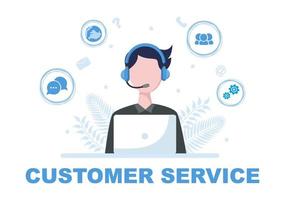 Contact Us Customer Service For Personal Assistant Service, Person Advisor and Social Media Network. Vector Illustration