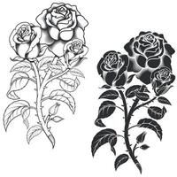 Vector design of a bouquet of flowers, in grayscale color