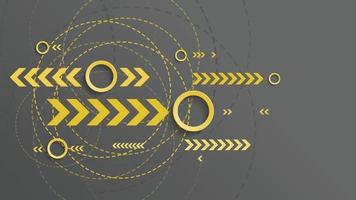 Abstract geometric background with yellow circle and yellow arrow on dark background vector