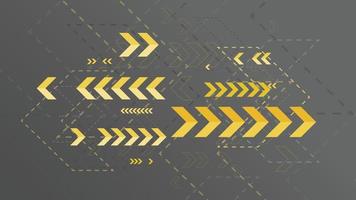 Abstract yellow arrows sign on dark background