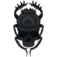 Vector design of scary beetle with skull, illustration of death shape beetle