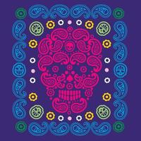 calavera y paisley, camisetas de diseño vintage vector