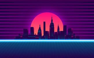Retro vintage 80s gradient neon color background vector