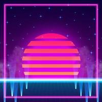 Retro vintage 80s gradient neon color background vector