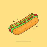 icono de vector de ilustración de dibujos animados lindo hotdog
