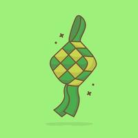 Ilustración de icono de vector de dibujos animados lindo ketupat