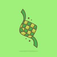 Ilustración de icono de vector de dibujos animados lindo ketupat