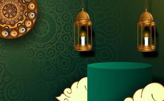 Ramadán kareem elegante fondo de lujo con linterna árabe 3d vector